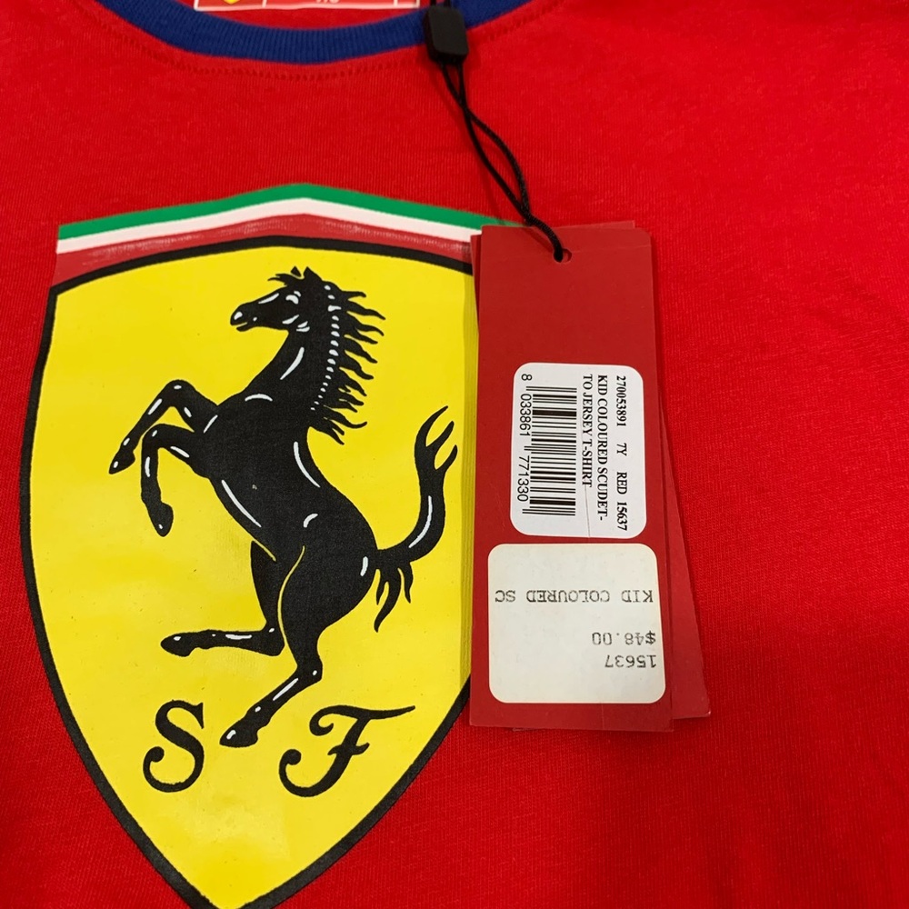 Brand New Scuderia Ferrari Shirt and Swim Trunks worn once .